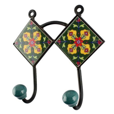 Yellow Ceramic Floral Tile Hook Online